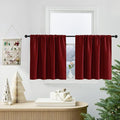 PONY DANCE Short Curtains for Small Window - Home Decoration Rod Pocket Solid Country Curtains for Kitchen/Bedroom, 42-inch x 30-inch, Red, Set of 2