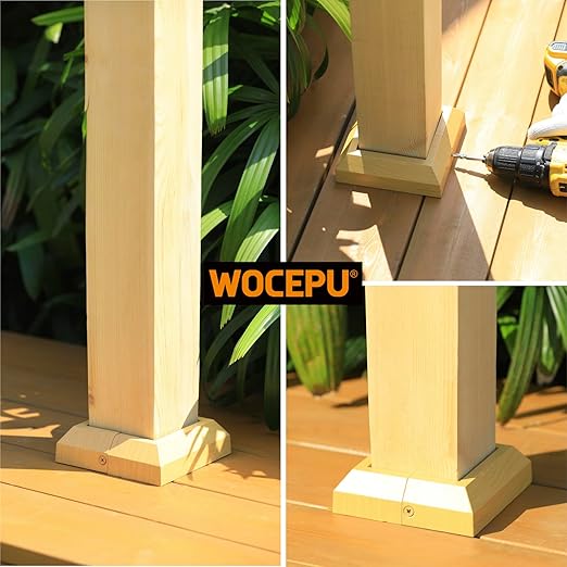 8 pcs 4"x4" (Actual: 3.5"x3.5") Aluminum Deck Post Base Cover, for Deck railings, Stairs, Patios, Porches Split Deck Post Skirt (Burlywood)