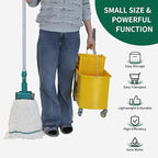 22 Qt (5.5 Gallon) Mop Bucket with Wringer for Floor Cleaning, Handle, Wheels, 16.5" L x 10.6" W x 26.4" H, Yellow,Add One Loop-end String Mop