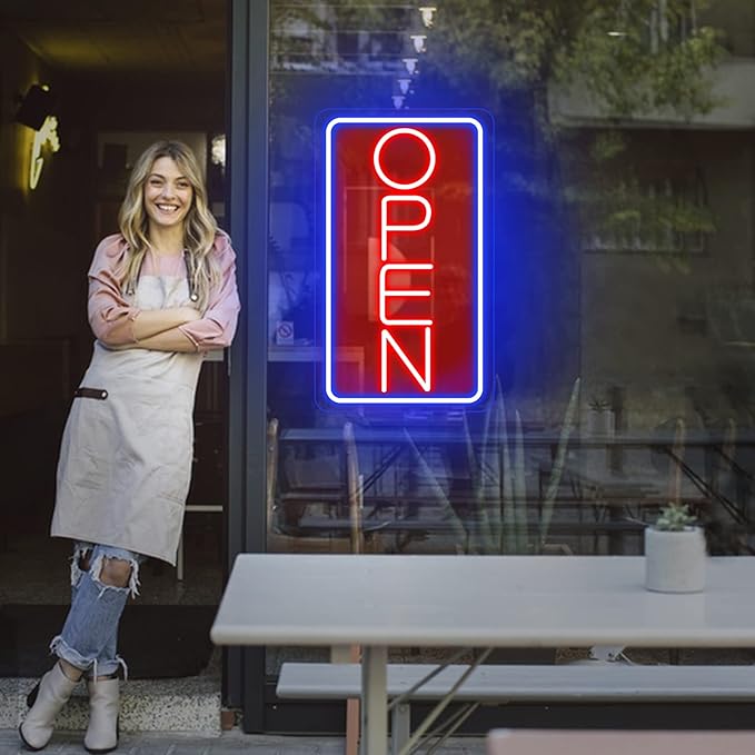 Open Signs for Business Ultra Bright 16 Inch Plug In Electric Light Up Open Sign with ON/OFF Switch for Business Storefront Window Glass Door Shop Store Florists Bar Salon Cafes Pub