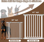 41'' Extra Tall Pet Gate for Large Dogs 54.7-63.0'' Wide Indoor No Jumping Over, Heavy Duty Puppy Baby Gate for Doorways, Pressure Mounted Metal Gate for Child Toddler (White)