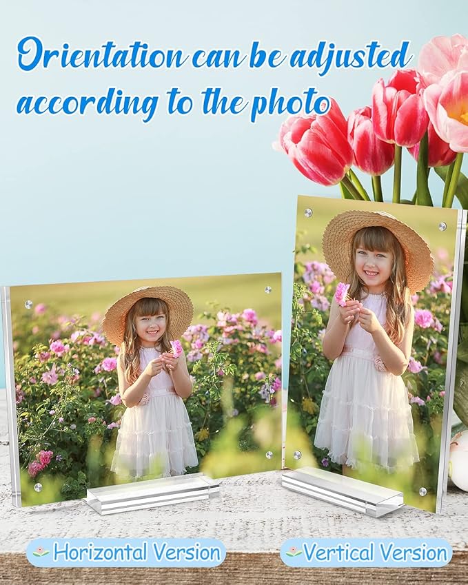 10 Pack Acrylic Picture Frame 4×6 Clear Double Sided Magnetic Photo Frame - Frameless Baby Friend Family Picture Desktop Display with Support Stand and Gift Boxes