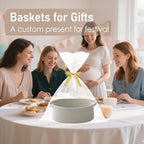 Woven Basket,Small Rope Storage Bin with Handles & Ribbon Bag, Organizer for Shelves Closets,Gift Basket Empty for Birthday,Books,Dog Toys, Grey