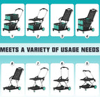 Collapsible Shopping Cart, Foldable Shopping Cart with 2 Storage Crates, 350 LBS Capacity 2-Tier Multi Use Heavy Duty Adjustable Grocery Carts for Supermarket, Office and Outdoor