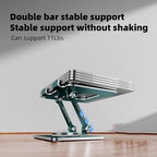 iPad Holder Stand, Tablet Holder with Thickened 360° Rotating Base Dual Rod Adjustable Aluminum Stand for All 4-12.9’’ iPad Surface Samsung Phone Tablet Kindle E-Reader and More, Space Gray