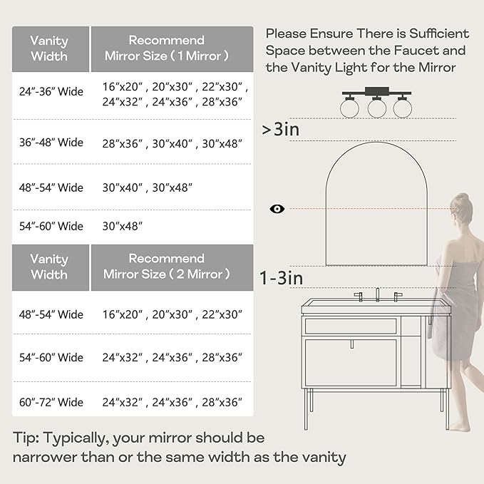 Large Black Arched Mirror, 30" x 40" Modern Brushed Metal Frame Arch Wall Decorative Mirror, Arched Top Bathroom Vanity Mirror for Living Room Bedroom Fireplace Mantel, Tempered Glass