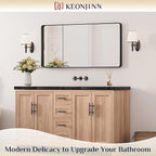 Keonjinn Black Bathroom Mirror for Over Sink, 42 x 20 Inch Rounded Rectangle Bathroom Vanity Mirror, Matte Black Farmhouse Mirror for Wall, HD Tempered Glass, Seamless Aluminum Alloy Frame Mirror