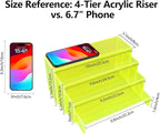 ELEGANTLIFE Acrylic Display Riser,4.3mm Heavy Duty Crystal Display Stand Shelf Layered Aesthetic, Jewelry Display Shelf Risers for Décor,4 Pack Set Multi-color (Light Green)