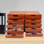 4-piece Drawer Cabinet, Organizer Sorter Container Keeper Unit Storage Box Stackable Chest Divider Shelf System with 10 Drawers & 4 Stackable Units for Home Office Study Room Dorm Bedroom(Brown)