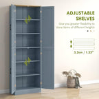 HOMCOM 67" Freestanding Kitchen Pantry, 4-Door Storage Cabinet Organizer with Adjustable Shelves, Kitchen Cabinet with Doors and Shelves, Distressed Gray