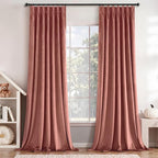 MIULEE Dusty Rose Velvet Curtains 108 inches Long, Pinch Pleated Blackout Drapes with Hooks, Thermal Insulated Pinch Pleat Panels for Bedroom Living Room, 2 Panels