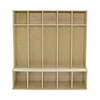 Factory Direct Partners Birch 5-Section Coat Locker with Bench, 10 Storage Cubbies and Coat Hooks; Durable, Sturdy Furniture for Home, Daycare, Preschool, Montessori Classroom