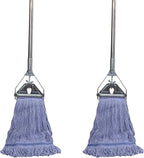 Heavy Duty Loop End String Mop, 67Inch Stainless Steel Handle, Commercial Industrial Grade Mop for Floor Cleaning, 2 Packs