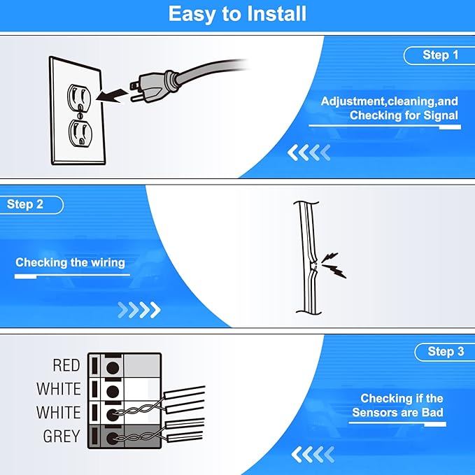 Garage Door Sensor Beam Eyes, Garage Door Safety Sensor Replacement Parts Compatible with Liftmaster/Sears/Craftsman After 1997 (41A5034, 801CB-P) No Bracket