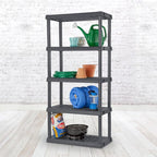 Sterilite 2-Pack 5 Shelf Unit, Heavy-Duty Shelving Storage Rack for Home and Garage, Gray - Multipurpose Plastic Organizer Shelves for Smart Organization