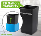 Alpine Industries 29 Gallon Commercial Indoor Recycle Bin with Lid, Blue Metal Container with Optional Lids