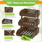Bamboo Fruit Basket for Kitchen–3 Tier Fruit Bowl For Kitchen Counter, Large Fruit Holder With 2 Banana Hangers, Idea For Fruit and Vegetable Storage, Bread Basket, Snack Organizer(WALNUT)