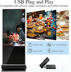 55" 4K LCD Touchscreen Digital Signage Display, Indoor Floor Standing Advertising Player, Commercial Digital Signage Kiosk with Auto AD Player, HDMI WiFi Bluetooth Input, Android 12.0 Black