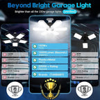 TANBABY Upgrade LED Garage Light, 150W Deformable Ceiling LED Shop Light, 15000LM E26/E27 Garage Lighting with 6+1 Adjustable Panels Bulb for Basement (1pack)