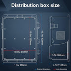 Outdoor Electrical Junction Box with High Power Outlet, ABS Water Resistant Enclosure with Internal Mounting Panel & Hinged Cover (16" H* 12" L* 4" W)