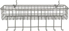 Spectrum Pegboard & Wall Mount Wire Basket With 8-Hook Station (Industrial Gray) - Storage & Organizer For Garage, Tools, Shed, Home, Work Bench, Crafts, & More
