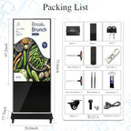 55" 4K LCD Touchscreen Digital Signage Display, Indoor Floor Standing Advertising Player, Commercial Digital Signage Kiosk with Auto AD Player, HDMI WiFi Bluetooth Input, Android 12.0 Black