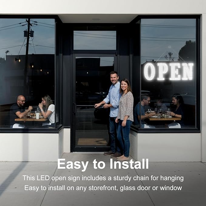 40" x 14" Large LED Open Sign with Remote Control High Bright Visibility Business Signs 14 Mode Electric Display Sign Suitable for Shop, Bar, Hotel, Retail and Restaurant