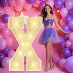 Marquee Light Up Letters: 4FT Large Decorative Signs for Party Decorations Baby Shower Birthday Wedding Engagement Anniversary, 4 Feet Tall Pre-Cut DIY Foamboard Letter X - Easy to Assemble