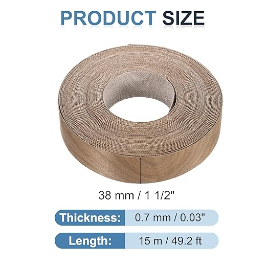 PATIKIL Walnut Edge Banding, 1 1/2 in x 49.2 ft Wood Veneer Tape, Pre-glued Flexible
