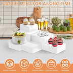 6PCS Buffet Risers, Food Risers for Buffet Table, Acrylic White Buffet Risers and Stands for Food Display, Party Catering Dessert Collectibles, Cube Boxes Display(Size 6.9", 7.7", 8", 9")