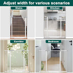 Fairy Baby 40.5" Extra Tall Baby Gate for Stairs, 40.6"-54.7" Extra Wide Dog Pet Gate Indoor Outdoor, Pressure Mounted Walk Thru Swing Metal Safety Child Gate, Cat Puppy Gate for House Doorways, White