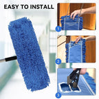 Commercial 24 Inch Dust Mop Head: Replacement Sweeper and Janitorial Industrial Dust Mop Head for Floor Cleaning, Office, School, Restaurant, Hospital (Blue - 6 Pack)