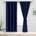 JIUZHEN Blackout Curtains for Bedroom– Thermal Insulated,Noise Reducing Room Darkening Rod Pocket Curtains for Living Room, Set of 2 Panels with Tiebacks, 42 x 72 inch Long,Navy Blue