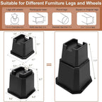 shouwuhho Bed Risers 7 inch, Furniture Risers Elevation in Heights 7 Inch Heavy Duty, Bed Lift Risers for Caster Wheels or Posts of Bed Table Couch, Support up to 6000 lbs, Black, 4 Pack