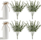 19" Fake Plants with Vase,40 Faux Eucalyptus Stems 2 White Ceramic Vases Realistic Artificial Plants indoor Artificial Greenery Stems in Vases for Centerpieces Bathroom Bedroom Modern Farmhouse Decor