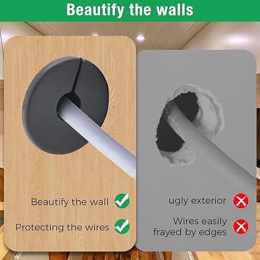 2pc Starlink Cable Grommet 3/4" Silicone Waterproof Wall Hole Pass Through Split Cable Bushings for TV Wire Ethernet Cord, Starlink Cable Routing Kit Accessories,38mm/1.5"Ht, Black