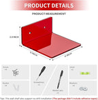 6 Inches Acrylic Small Wall Shelves, Red Floating Shelf for Wall Mounting, Acrylic Display Ledges for Funko Pop Figures, Home Décor, Living Room, Gaming Room, Plants, 2 Pack