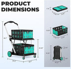 Collapsible Shopping Cart with Wheels, 8-in-1 200LBS Capacity Grocery Cart on Wheels with 2 Storage Crate, Folding Utility Cart for Shopping, Travel, Supermarket, Office, Teal