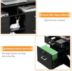 VINGLI Wood Mobile File Cabinet with 4 Drawers and Shelves, Printer Stand with Open Storage, Locking Lateral Filing Cabinet for Home Office, Black