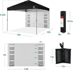 Best Choice Products 10x10ft Easy Pop Up Canopy w/Side Wall, 10 Pockets, Portable Carrying Case, 1-Button Setup, 4 Weight Bags - Black