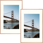 Frametory, 16x24 Metal Picture Frame with Mat for 12x18 Picture & Real Glass, Aluminum Photo Frame Collection (Rose Gold, 2 Pack)