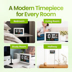 Baldr Atomic Clocks for Bedrooms Digital Large Display - White - Desk Clock with Temperature Indoor and Humidity, Night Stand Clock, Moon Phase Clock, Alarm Clocks for Living Room, Digital Clock Wall