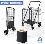 Goplus Shopping Cart for Groceries, Jumbo Upgraded Folding Grocery Cart with Waterproof Liner, 330 LBS Weight Capacity, 360° Swivel Wheels, 33 Gal Double Basket, Heavy Duty Foldable Utility Cart