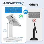 AboveTEK Anti-Theft iPad Kiosk Stand, POS iPad Security Stands, Aluminum Locking Tablet Stand with Heavy Duty Base, 360° Swivel & 75° Tilt, Retail Desk Mount for Business & Commercial Use (White)