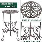 Sungmor Heavy Duty Cast Iron Potted Plant Stand,19.3-Inch 1 Tier Metal Planter Rack,Decorative Flower Pot Holder,Vintage & Rustic Style Indoor Outdoor Garden Pots Container Supports