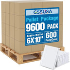 GSSUSA White Bubble Mailers 6x10 Small Padded Envelopes 9600 Pack,1 Pallet,Strong Adhesion Shipping Mailer Self-Seal Bubble Envelopes for Small Business