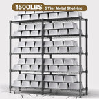 Himimi Storage Shelves-5 Tier Heavy Duty Wire Shelving Unit with Leveling Feet, 1500LBS Adjustable Metal Shelves Organizer for Kitchen Garage Pantry Laundry, 60" W*14" D*72" H, Black