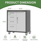 Tool Storage Cabinet, Rolling Tool Cabinet with 3 Drawers, Metal Storage Cabinet for Garage, Tool Room, Assembly Required(Black and Gray)