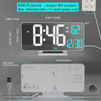 KOSUMOSU Digital LED Clocks for Bedrooms 6.7in White Alarm Clock, Dimming, 12/24h, Date, Day of Week,Temp,Desk Clock, LED Clock for Bedside, Digital Calendar Clocks for Living Room Essentials