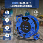 60 FT Retractable Extension Cord Reel, 14AWG Heavy Duty Power Cord with 4 Grounded Outlets, USB-A & USB-C Ports, 13A 1625W, Portable Hand Crank for Indoor Outdoor Use, ETL Listed U60ACR06